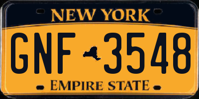 NY license plate GNF3548