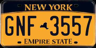 NY license plate GNF3557