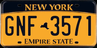 NY license plate GNF3571