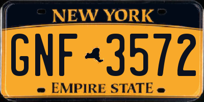NY license plate GNF3572