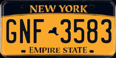 NY license plate GNF3583