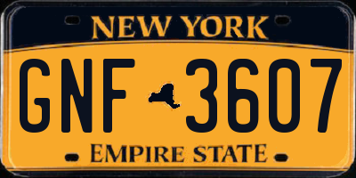 NY license plate GNF3607