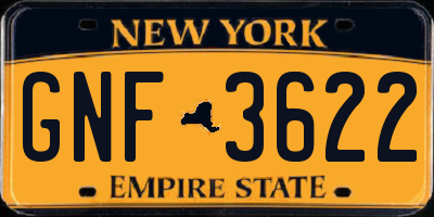 NY license plate GNF3622