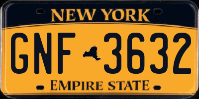 NY license plate GNF3632