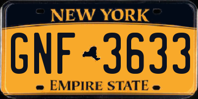 NY license plate GNF3633