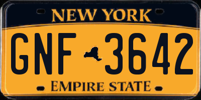NY license plate GNF3642