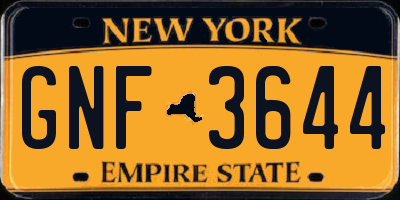 NY license plate GNF3644