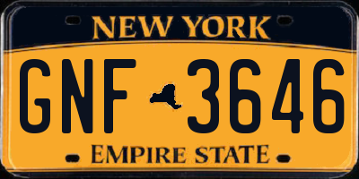 NY license plate GNF3646