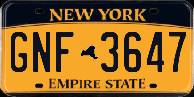 NY license plate GNF3647