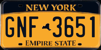 NY license plate GNF3651