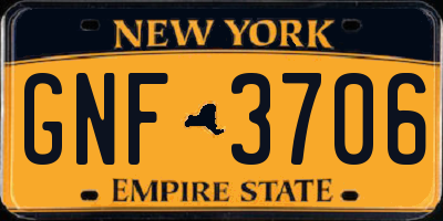 NY license plate GNF3706