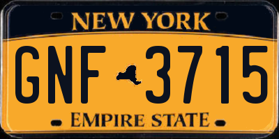 NY license plate GNF3715