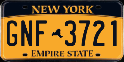 NY license plate GNF3721