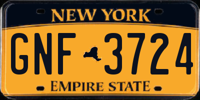 NY license plate GNF3724