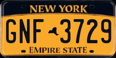 NY license plate GNF3729