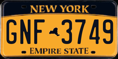 NY license plate GNF3749