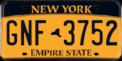 NY license plate GNF3752