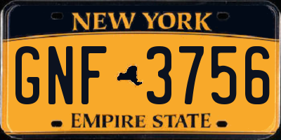 NY license plate GNF3756