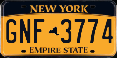 NY license plate GNF3774