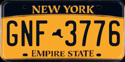 NY license plate GNF3776