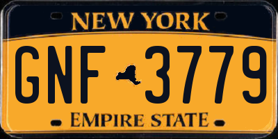 NY license plate GNF3779