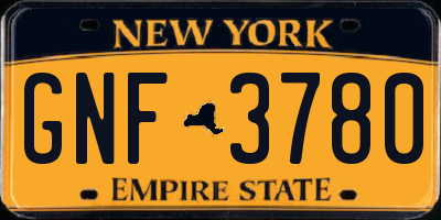NY license plate GNF3780