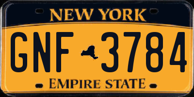 NY license plate GNF3784