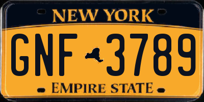 NY license plate GNF3789