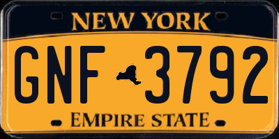 NY license plate GNF3792