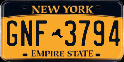 NY license plate GNF3794
