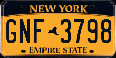NY license plate GNF3798
