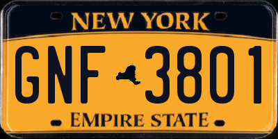 NY license plate GNF3801