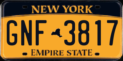NY license plate GNF3817
