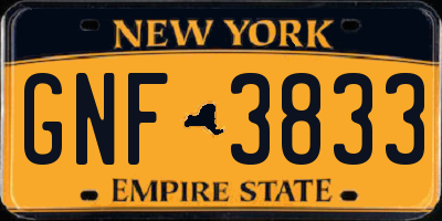 NY license plate GNF3833