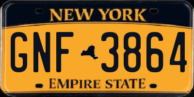 NY license plate GNF3864