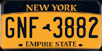 NY license plate GNF3882