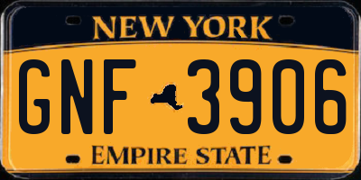 NY license plate GNF3906