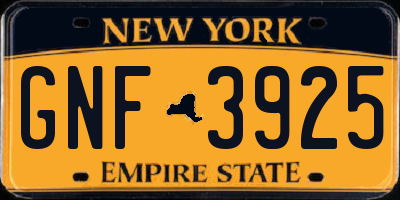 NY license plate GNF3925