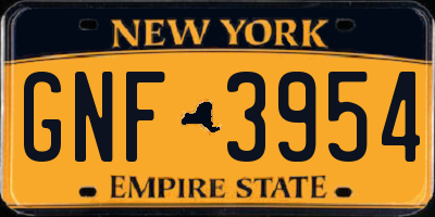 NY license plate GNF3954