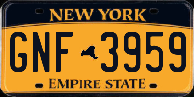 NY license plate GNF3959