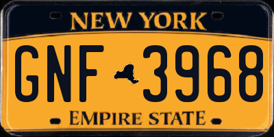 NY license plate GNF3968