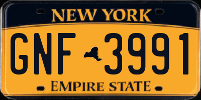 NY license plate GNF3991