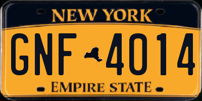 NY license plate GNF4014