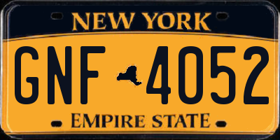 NY license plate GNF4052