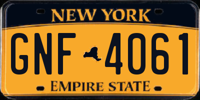 NY license plate GNF4061