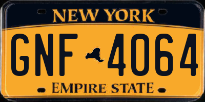 NY license plate GNF4064