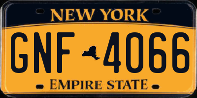 NY license plate GNF4066