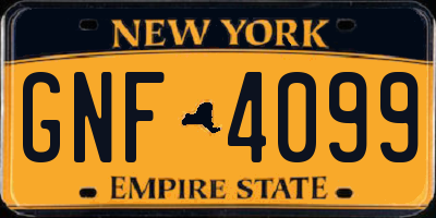 NY license plate GNF4099