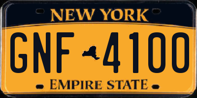 NY license plate GNF4100