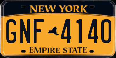 NY license plate GNF4140